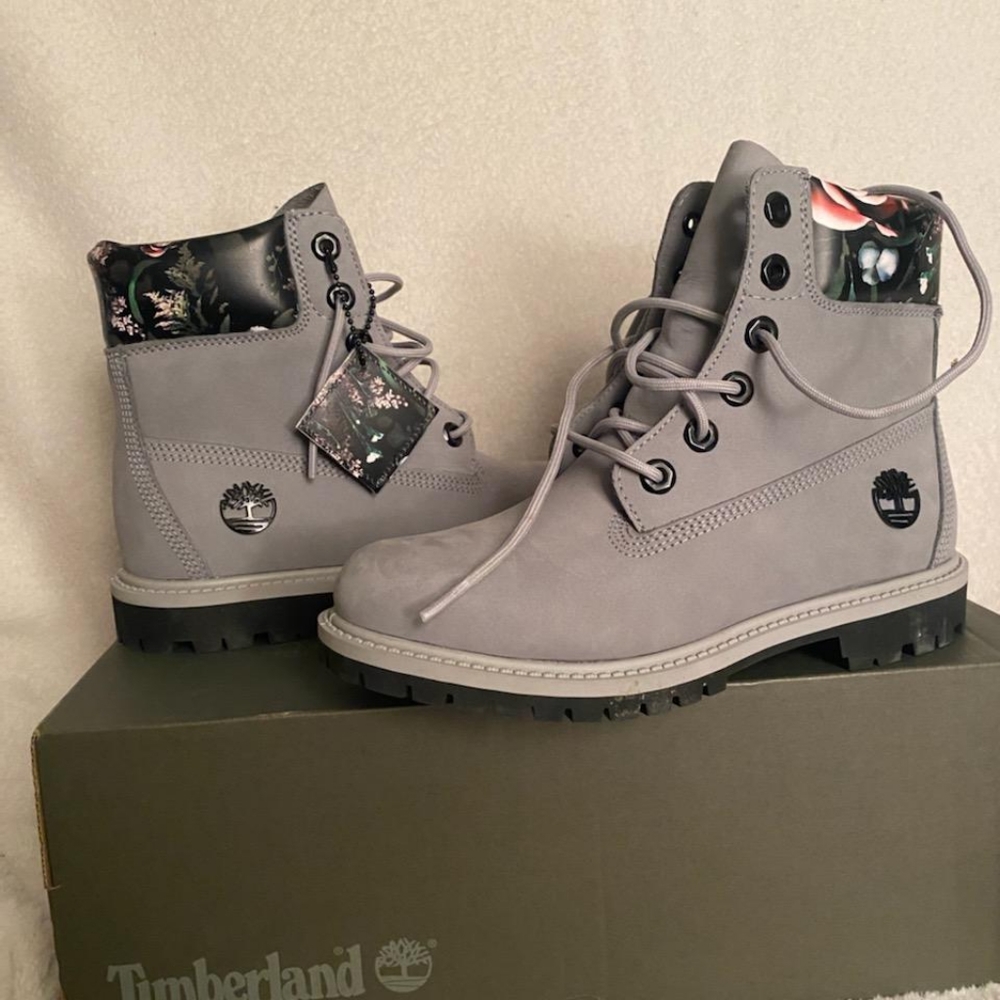 Grey rose timberland boots
